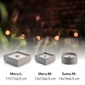 Größenvergleich der Betonfeuer Meru-L, Meru-M und Suma-M